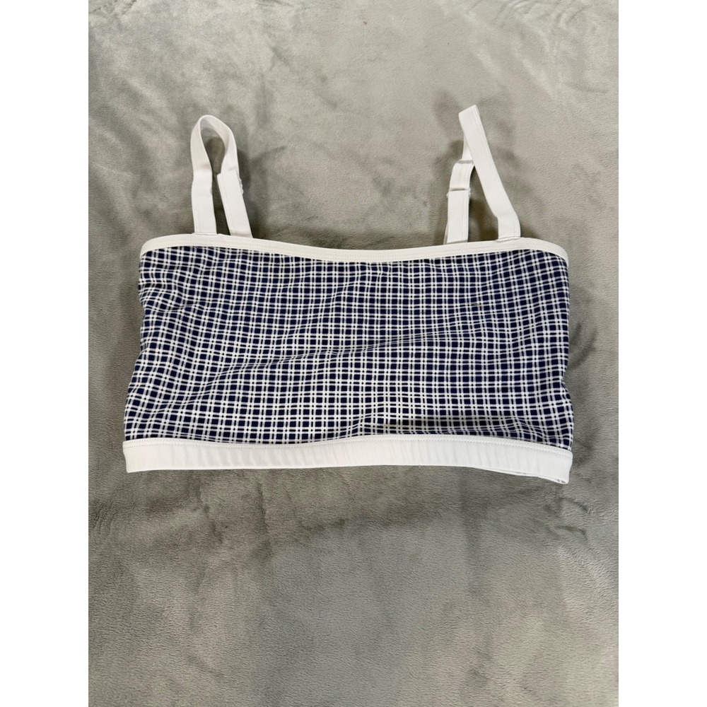 Astoria Activewear Luxe Balance Essential Sports Bra Blue Lattice Gingham Sz Sm